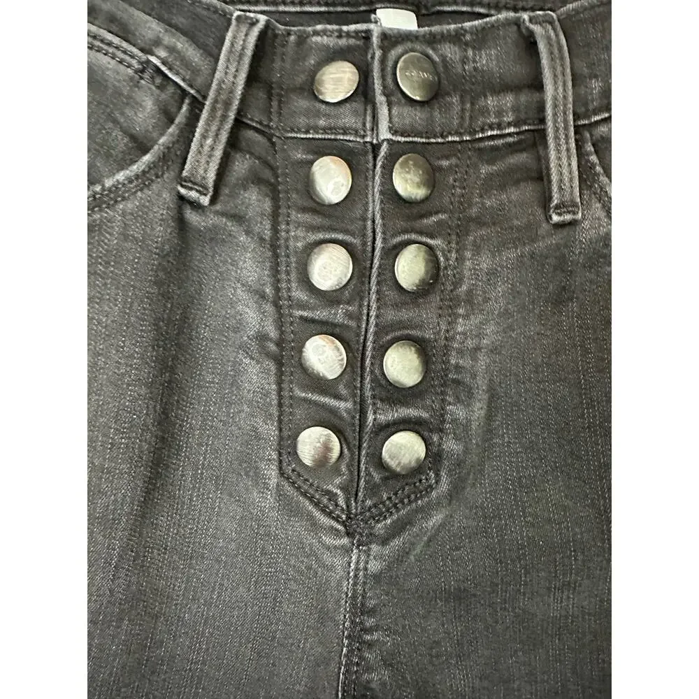 Frame Black Dark Wash Double Snap Fly ‘Le High Skinny’ High Rise Jeans Size 26